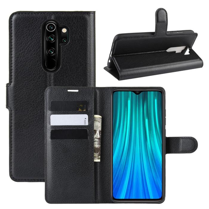 Bild 1, Xiaomi Redmi Note 8 Pro - Litchi Plånboksfodral - Svart