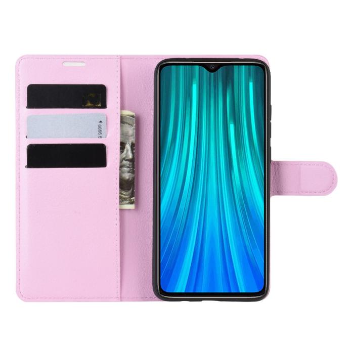 Bild 4, Xiaomi Redmi Note 8 Pro - Litchi Plånboksfodral - Ljus Rosa