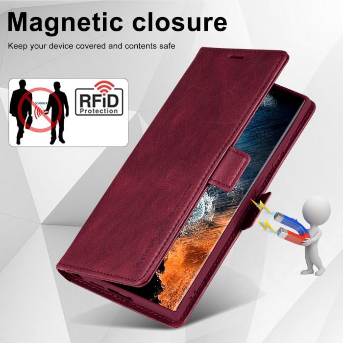 Bild 6, LC.IMEEKE Galaxy S23 Ultra Fodral RFID Magnetisk Stängning Röd