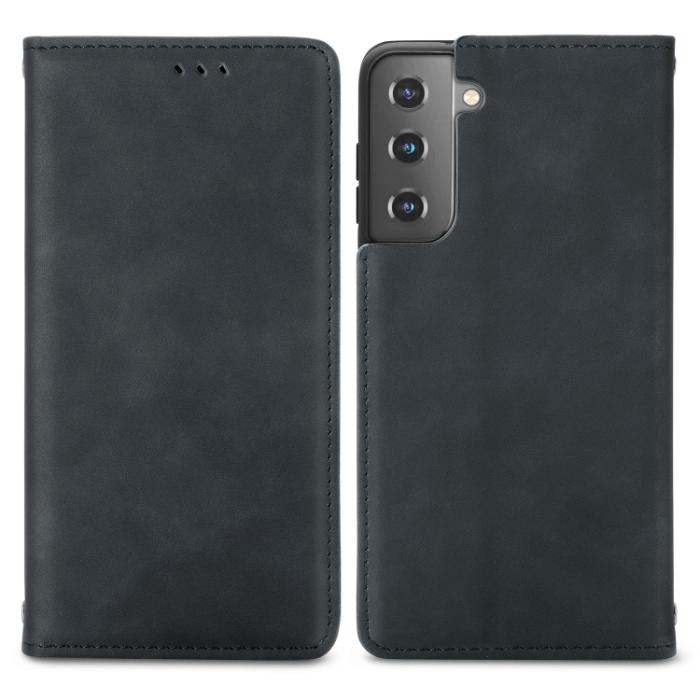 Bild 2, Samsung Galaxy S22 Fodral Flip Retro Läder Svart