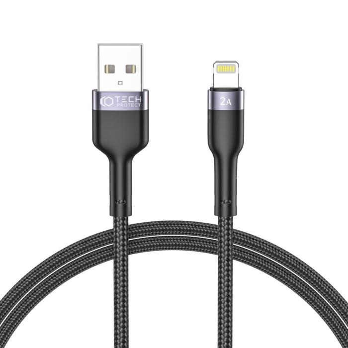 Bild 1, Tech-Protect 1m 2.4A Lightning UltraBoost Laddkabel Svart