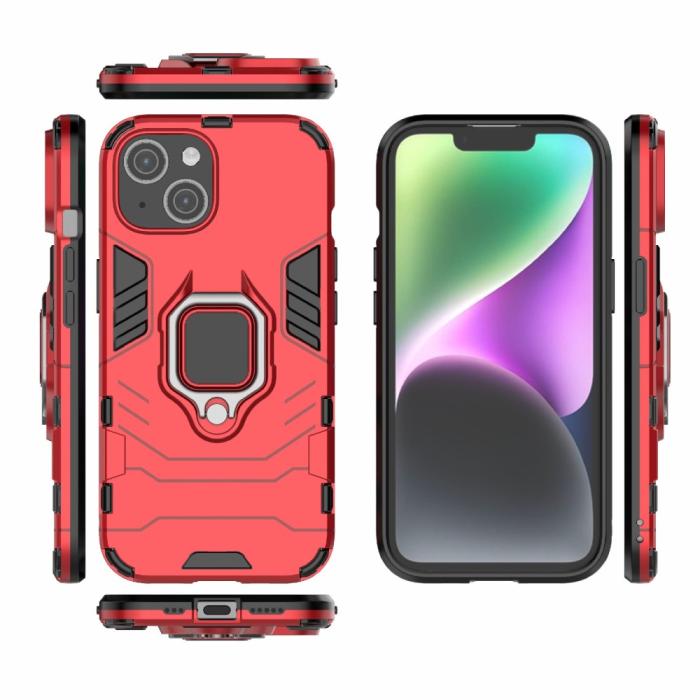 Bild 5, iPhone 15 Skal Hybrid Armor Ring Röd