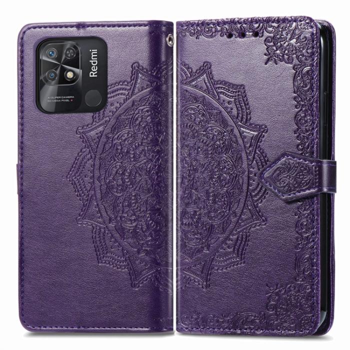 Bild 2, Xiaomi Redmi 10C Fodral Mandala Läder Lila