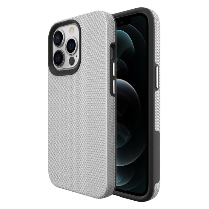 Bild 1, iPhone 13 Pro Skal Hybrid Triangle Textur Silver