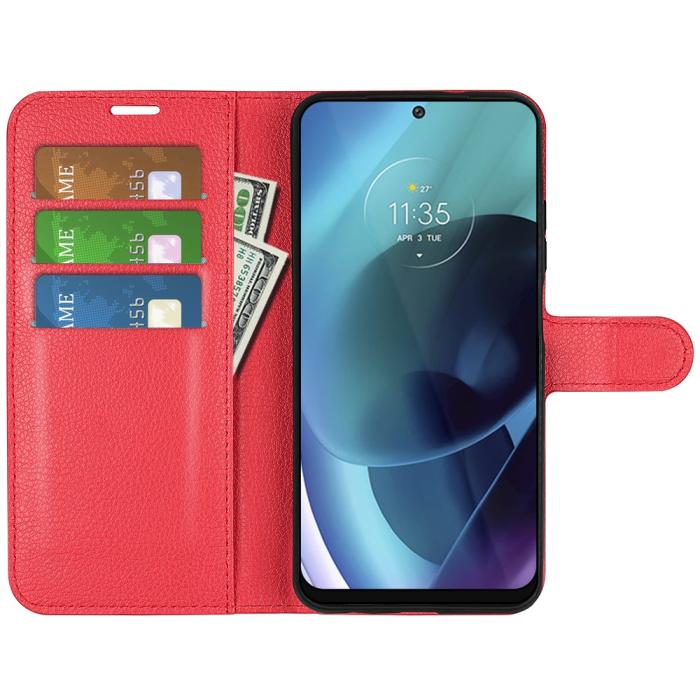Bild 5, Motorola Moto G71 Fodral Litchi Textur Röd