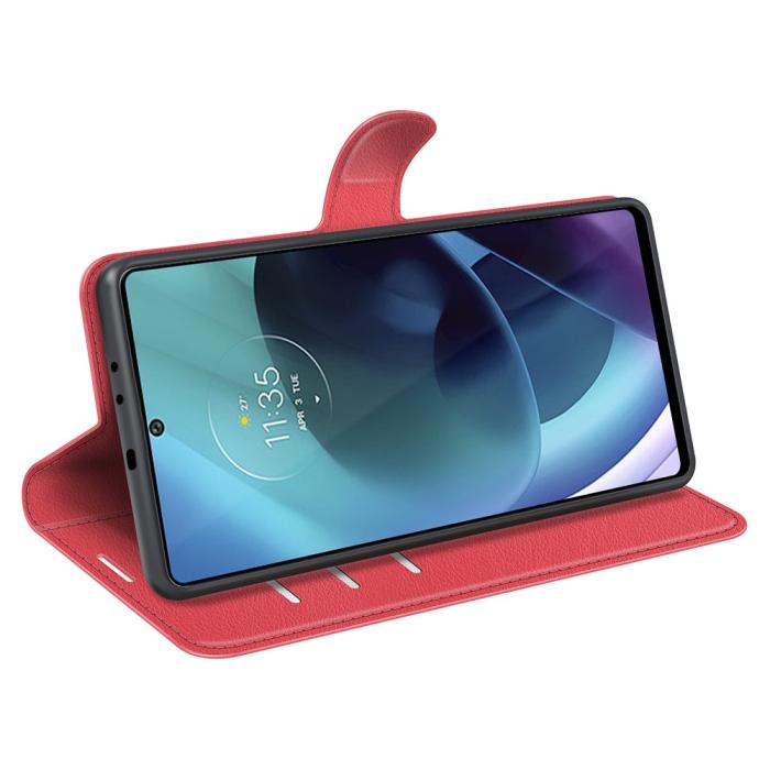 Bild 6, Motorola Moto G71 Fodral Litchi Textur Röd