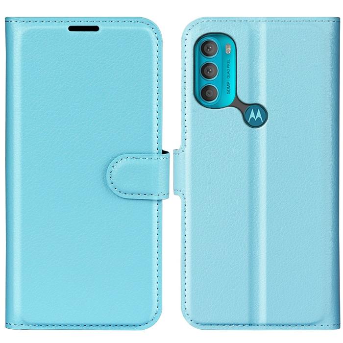Bild 1, Motorola Moto G71 Fodral Litchi Textur Ljus Blå