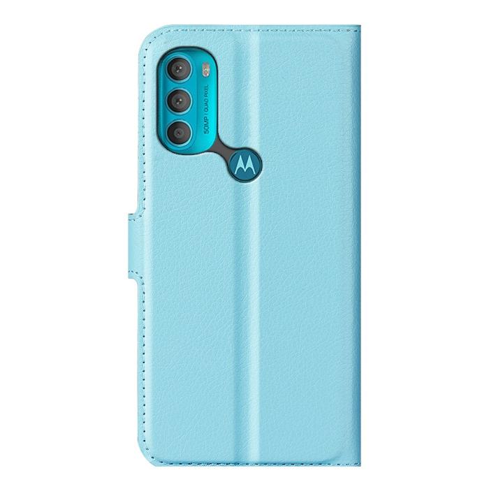 Bild 3, Motorola Moto G71 Fodral Litchi Textur Ljus Blå