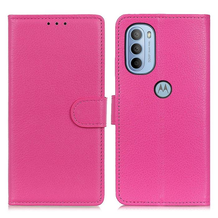 Bild 1, Motorola Moto G31 / G41 Fodral Litchi Läder Rosa