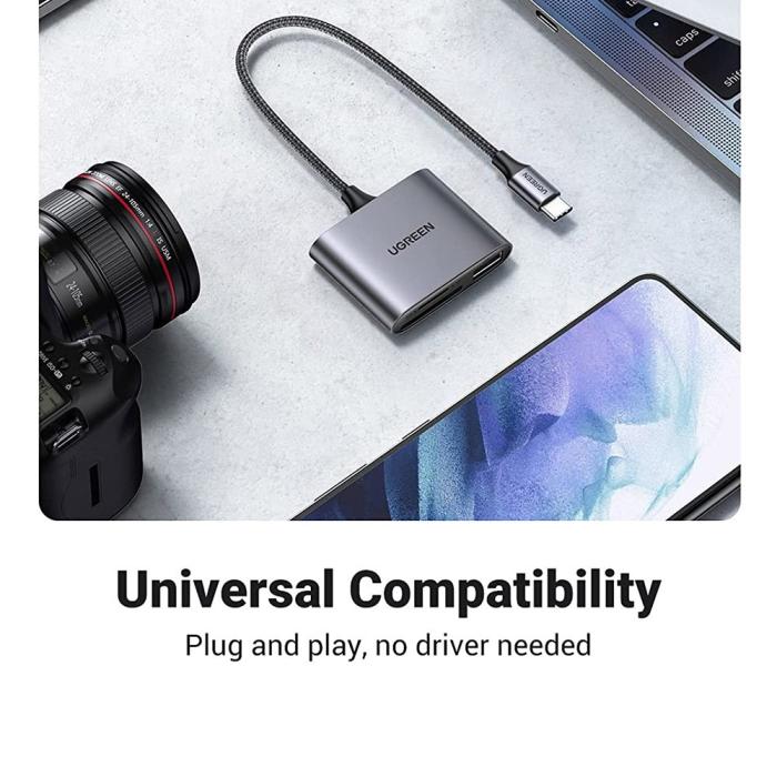 Bild 2, UGREEN 3in1 USB-C Till Minneskortläsare / USB 2.0 Adapter