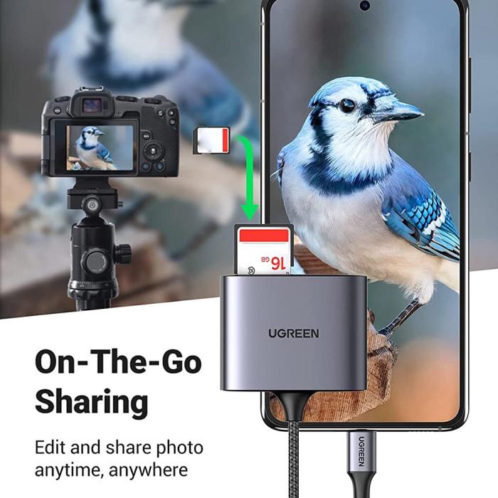 Bild 5, UGREEN 3in1 USB-C Till Minneskortläsare / USB 2.0 Adapter
