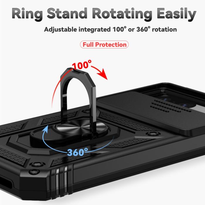 Bild 6, Google Pixel 8A Shockproof Hybrid Armor Ring Skal Svart