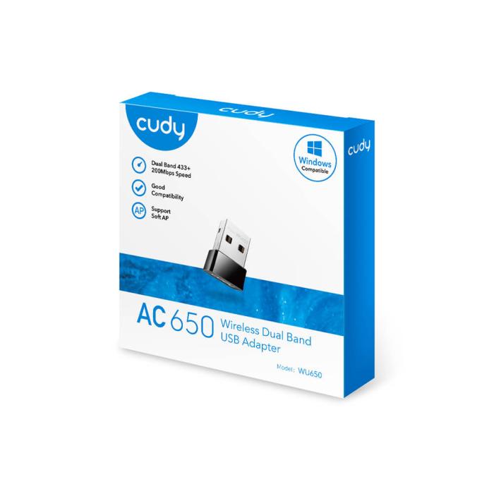 Bild 6, Cudy Adapter USB WU650 AC650 Svart
