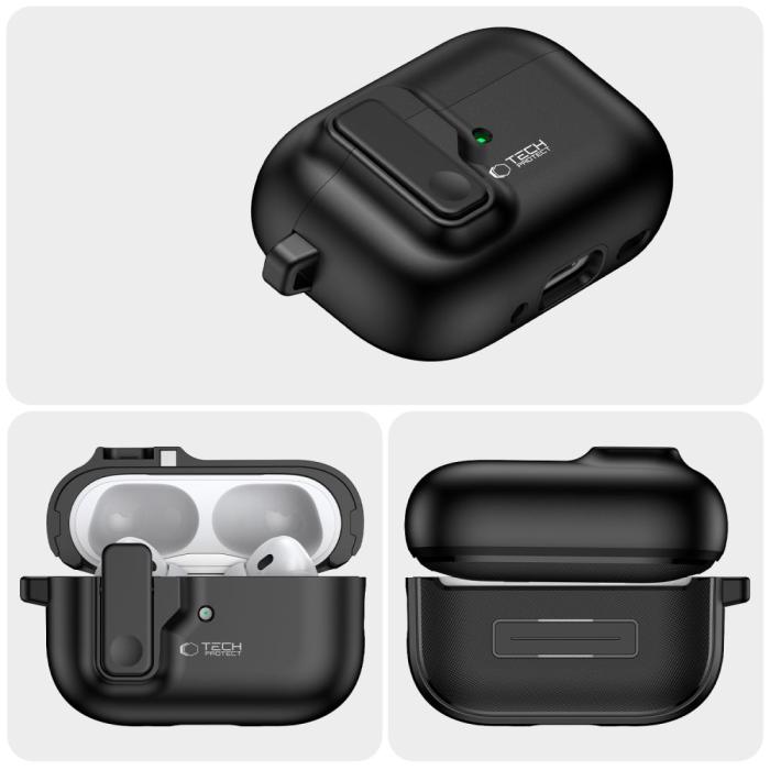 Bild 4, Tech-Protect AirPods Pro 2/1 Skal Slim Hook Svart