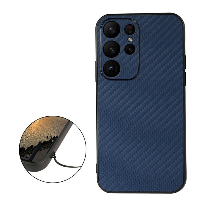 Bild 2, Samsung Galaxy S23 Ultra Skal Kolfiber Textur Blå