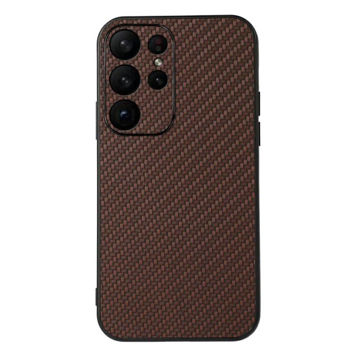 Bild 1, Samsung Galaxy S23 Ultra Skal Kolfiber Textur Brun