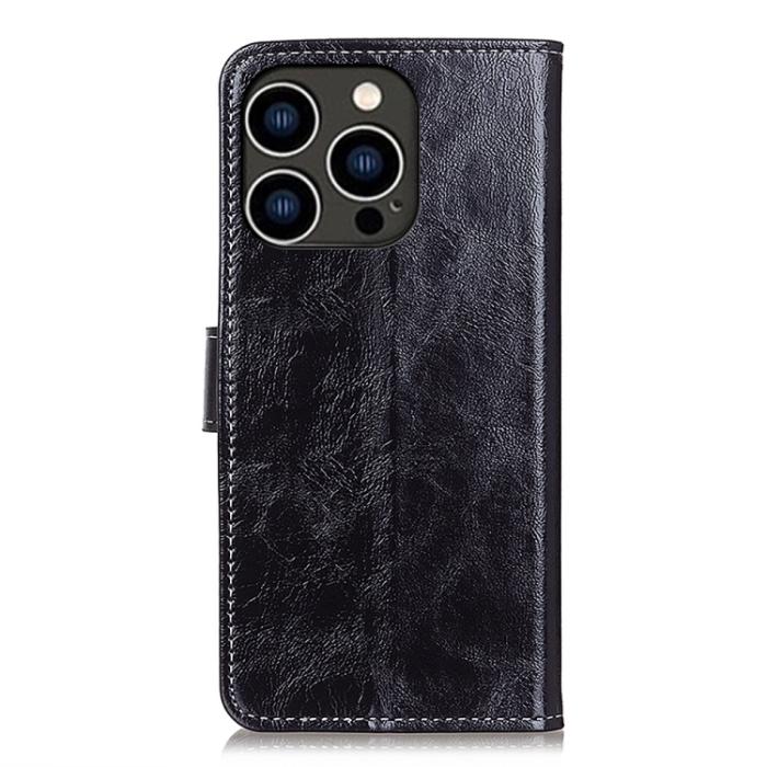 Bild 3, iPhone 15 Pro Fodral Retro Crazy Horse Svart