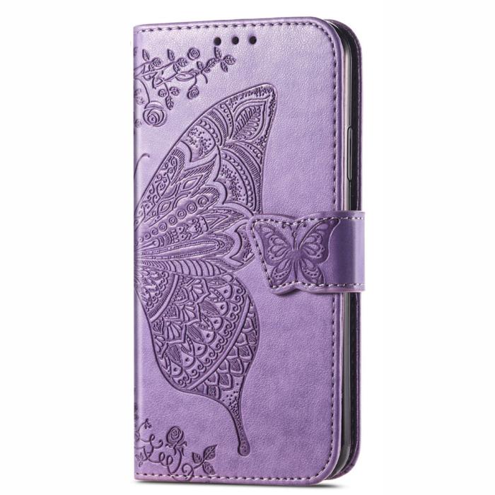 Bild 2, Xiaomi 11T / 11T Pro Fodral Läder Butterfly Ljus Lila