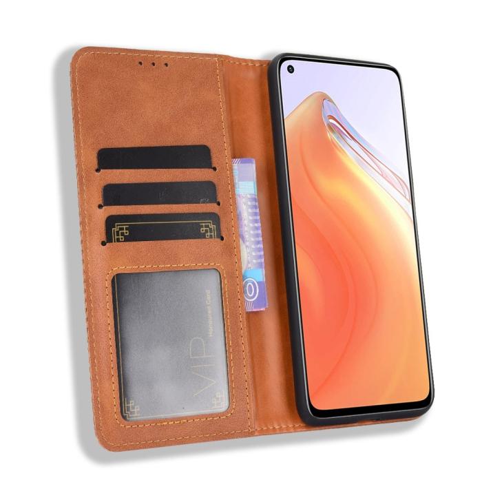 Bild 4, Xiaomi Mi 10T / 10T Pro - Retro Flip Fodral - Brun