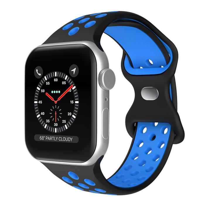 Bild 2, Sportarmband Dual-Color Apple Watch 42/44/45/49 mm (S/M) Svart/Blå