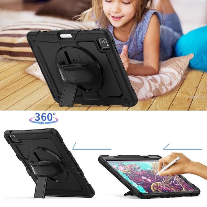 Bild 6, iPad Pro 12.9 Skal 360° Rotation Shockproof Med Rem Svart