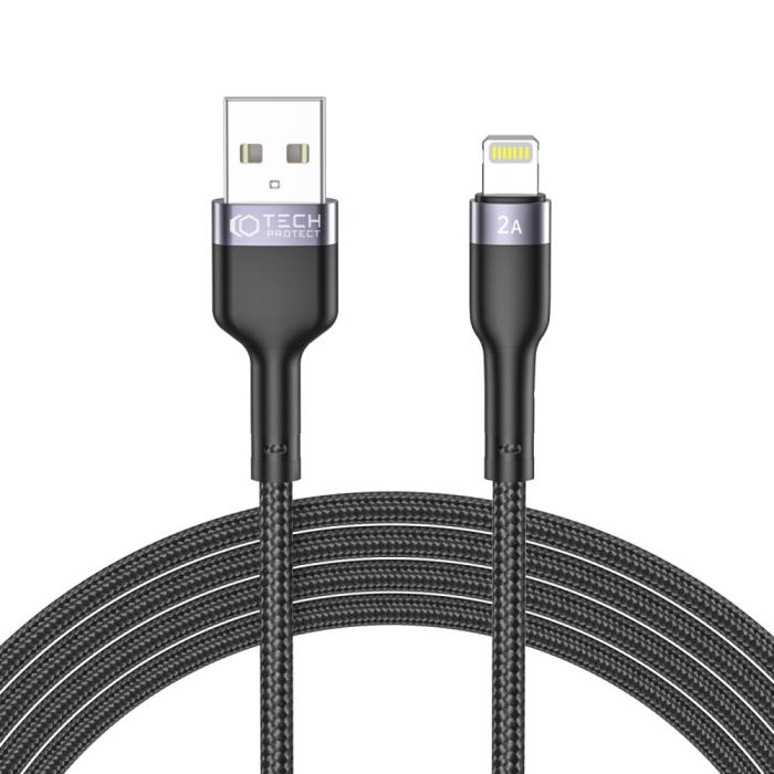 Bild 1, Tech-Protect 2m 2.4A Lightning UltraBoost Laddkabel Svart