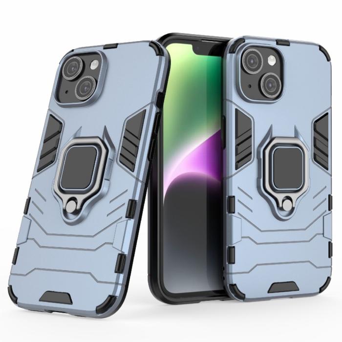 Bild 2, iPhone 15 Skal Hybrid Armor Ring Blå