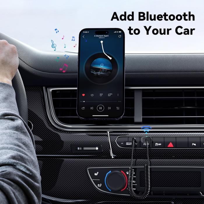 Bild 3, ESSAGER 1 m Bluetooth AUX Ljudadapter För Bilen Svart