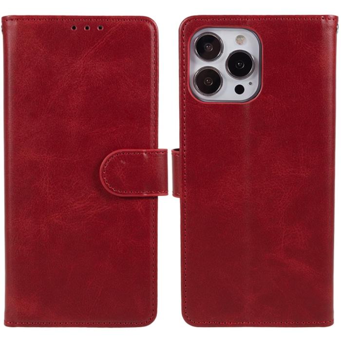 Bild 1, iPhone 15 Fodral PU Läder Röd