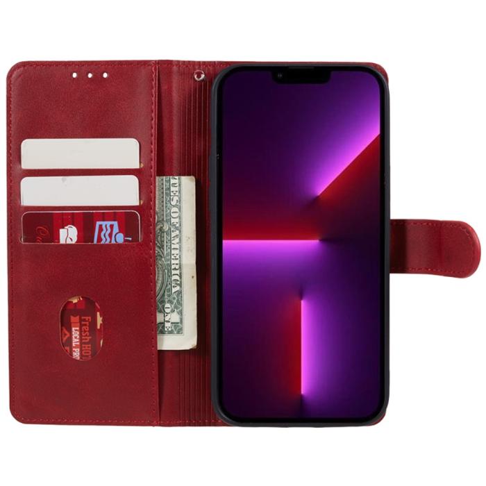 Bild 2, iPhone 15 Fodral PU Läder Röd