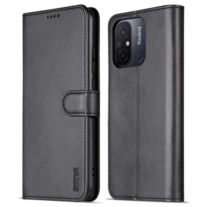 Bild 1, AZNS Xiaomi Redmi 12C 4G Fodral Läder Svart