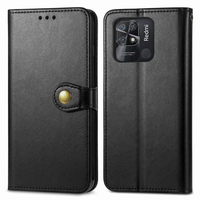 Bild 2, Xiaomi Redmi 10C Fodral Retro Solid Svart