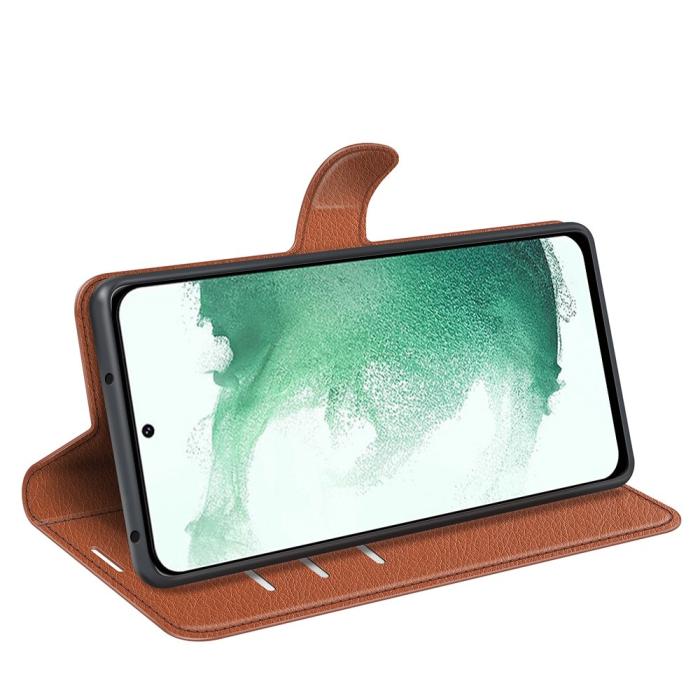 Bild 3, Samsung Galaxy S23 Plus Fodral Litchi Läder Brun