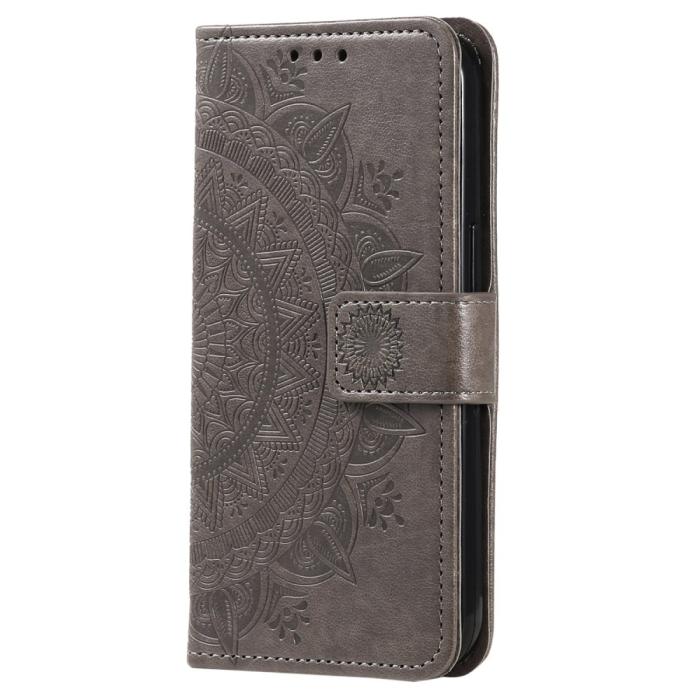 Bild 5, Samsung Galaxy S23 Fodral Mandala Läder Grå