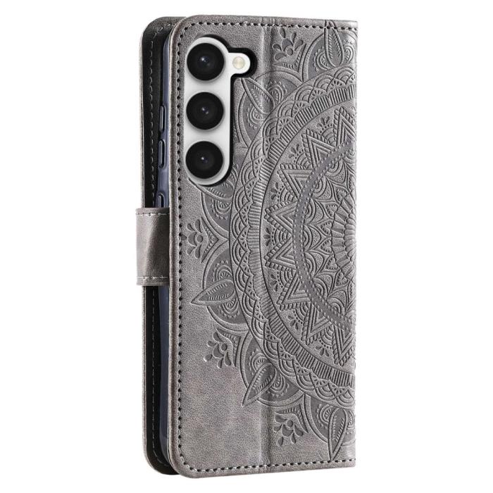 Bild 6, Samsung Galaxy S23 Fodral Mandala Läder Grå