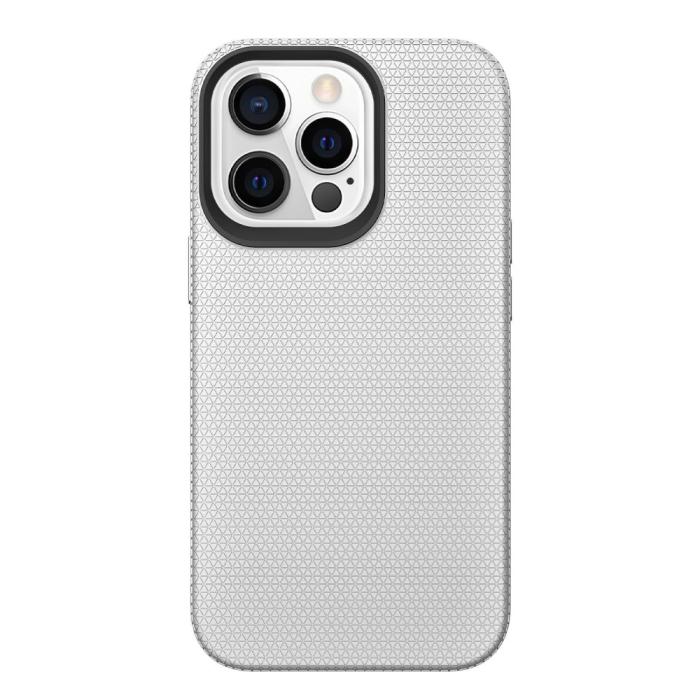 Bild 2, iPhone 13 Pro Skal Hybrid Triangle Textur Silver