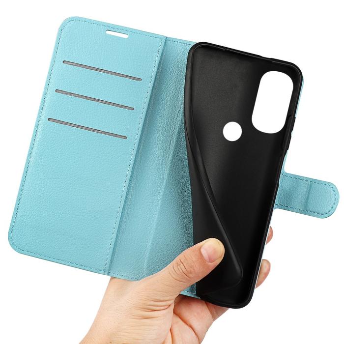 Bild 4, Motorola Moto G71 Fodral Litchi Textur Ljus Blå