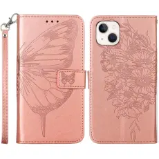iPhone 15 Plus Fodral Med Tryck Fj&auml;ril Ros&eacute;guld
