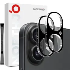 NORTHJO iPhone 17 2-PACK Linsskydd H&auml;rdat Glas Svart