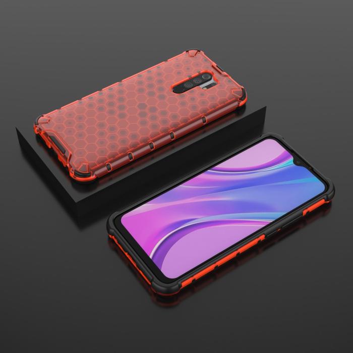 Bild 3, Xiaomi Redmi 9 - Armor Honeycomb Skal - Röd