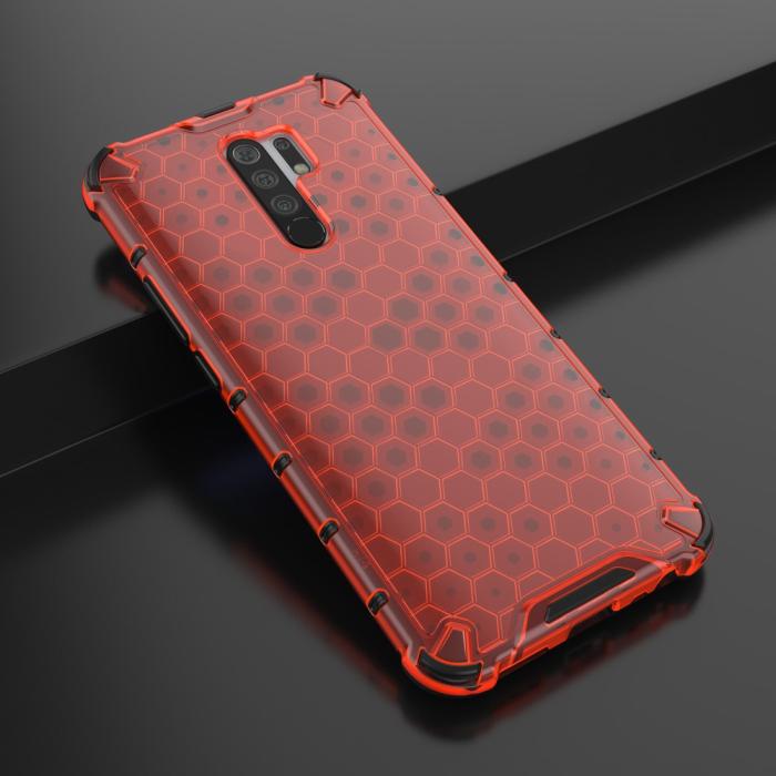 Bild 4, Xiaomi Redmi 9 - Armor Honeycomb Skal - Röd