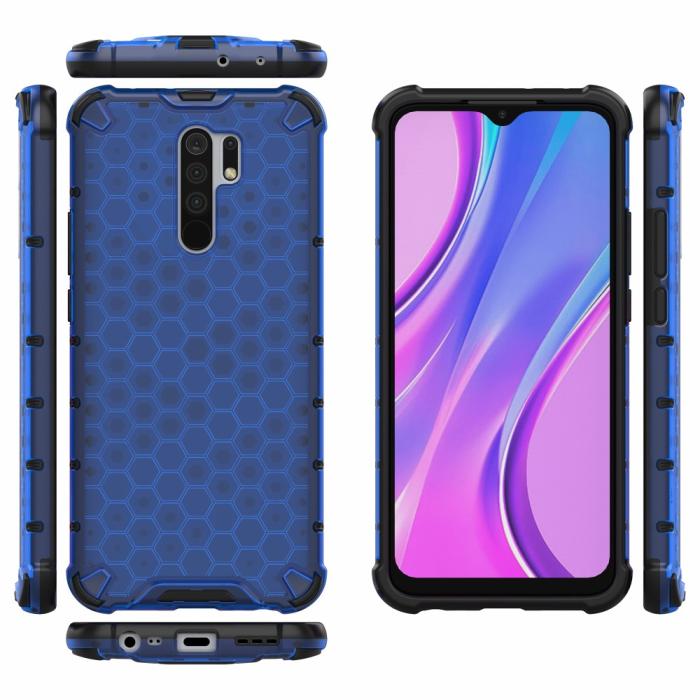 Bild 2, Xiaomi Redmi 9 - Armor Honeycomb Skal - Blå