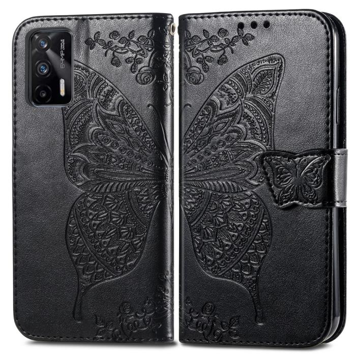 Bild 1, Realme GT 5G - Butterfly Läder Fodral - Svart
