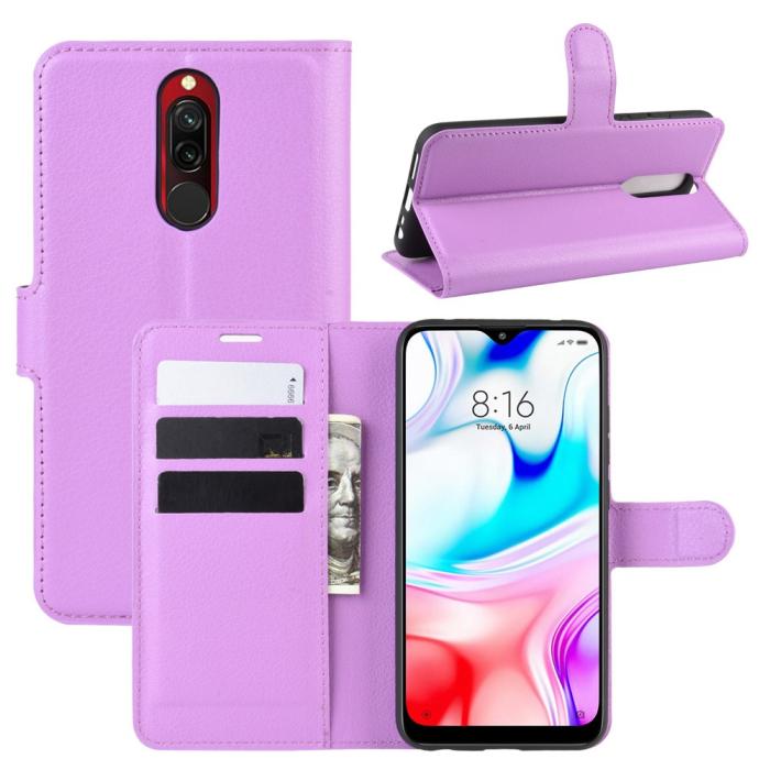 Bild 1, Xiaomi Redmi 8 - Litchi Plånboksfodral - Lila