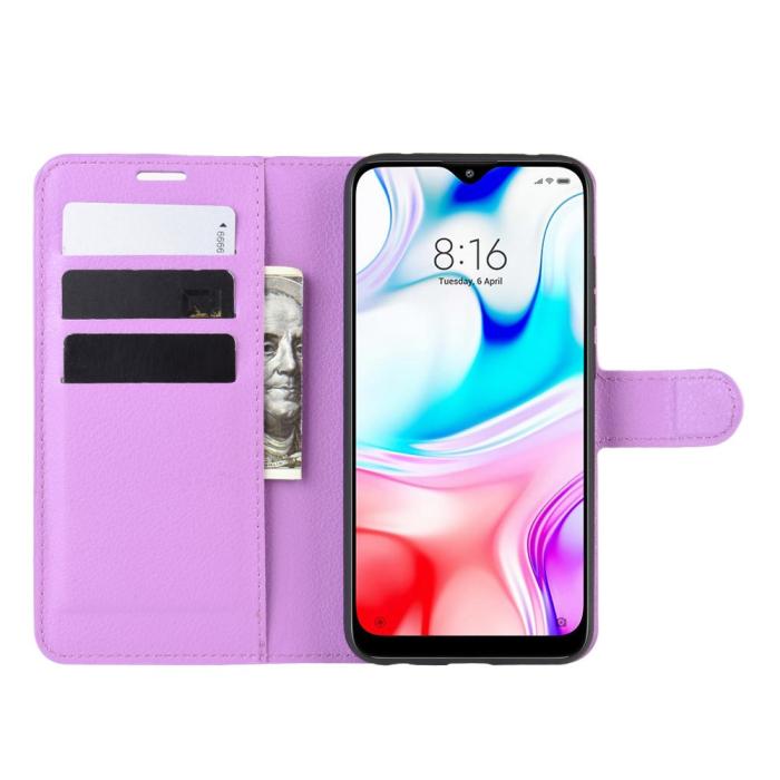 Bild 5, Xiaomi Redmi 8 - Litchi Plånboksfodral - Lila