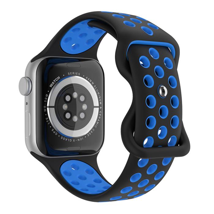 Bild 1, Sportarmband Dual-Color Apple Watch 42/44/45/49 mm (S/M) Svart/Blå