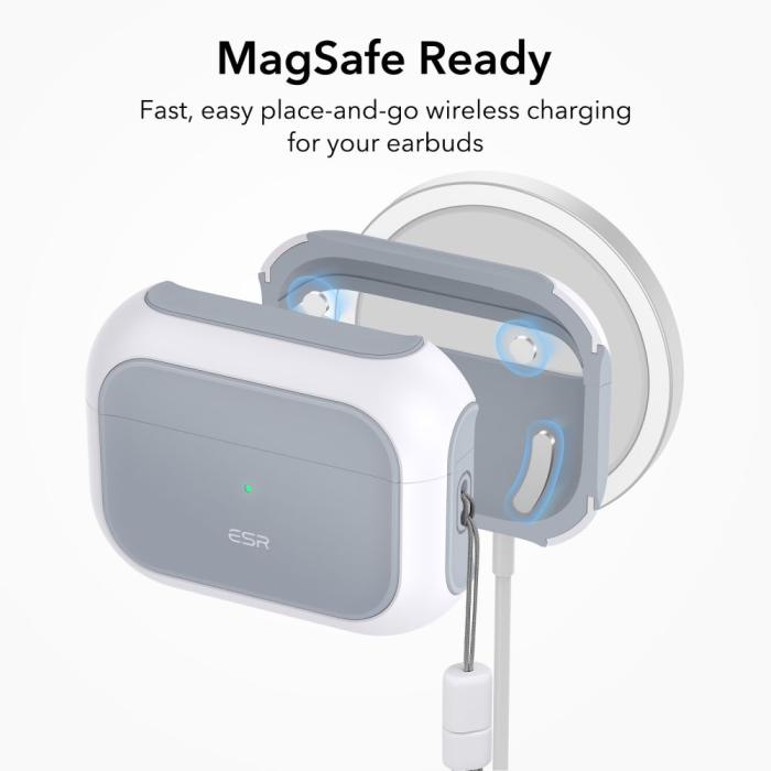 Bild 3, ESR AirPods Pro 1/2 Fodral Orbit MagSafe HaloLock Vit