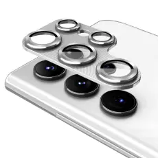 ENAKY Galaxy S25 Ultra Linsskydd Aluminium H&auml;rdat Glas Silver