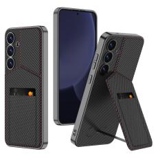 GKK Galaxy S25 Skal Kickstand Med Korth&aring;llare Kolfiber Textur