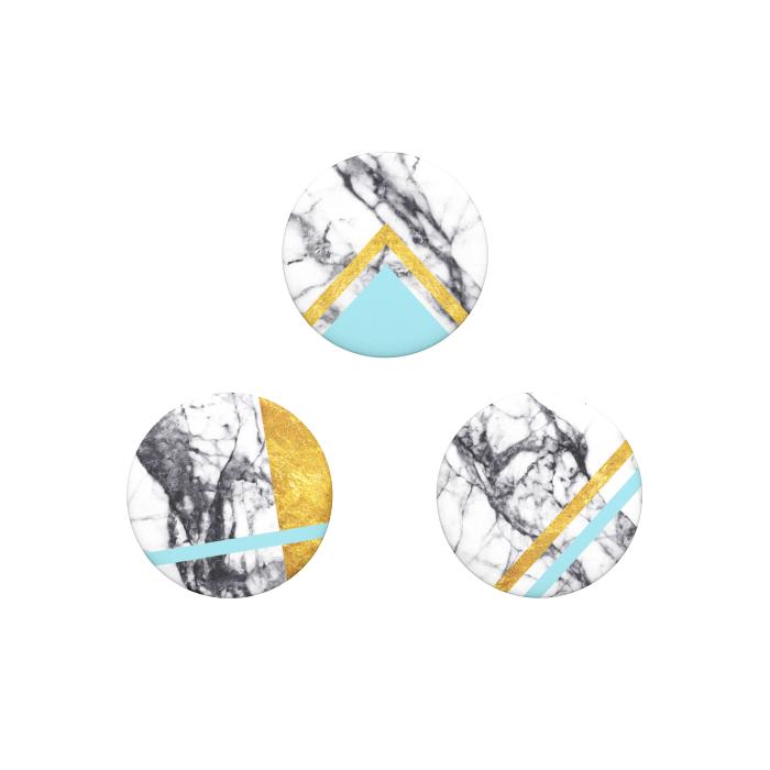 Bild 1, PopSockets 3-PACK Avtagbara MINI Grip White Marble Glam